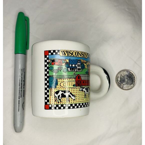 Demitasse Cup Wisconsin White Miniature 2.5 oz. Mug 1991 Shot Souvenir Mini - Picture 7 of 7